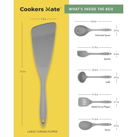 Cookers Mate Silikon Mutfak Gereleri Seti (6 Para, Gri)