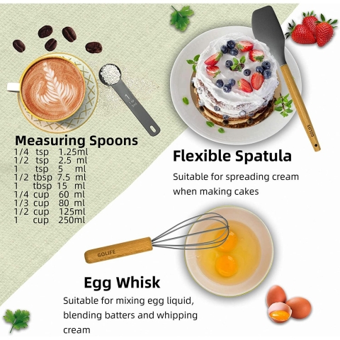 GoLife Silikon Mutfak Gereleri Seti (20 Para, Gri)