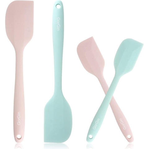 GorGin Silikon Spatula Seti (4 Para, Pembe/Mint)