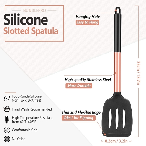 BUNDLEPRO Silikon Spatula Seti (2 Para, Siyah)