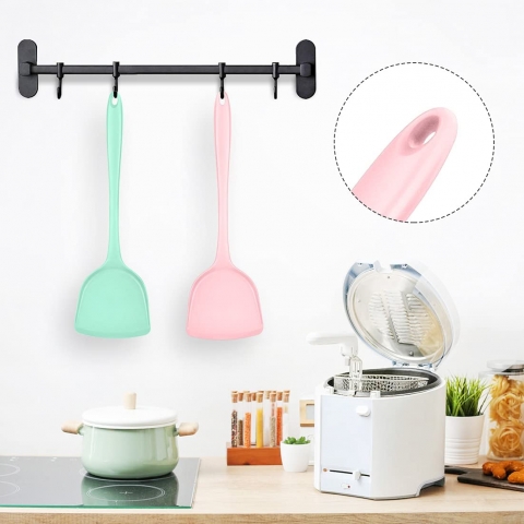 BUNDLEPRO Silikon Spatula Seti (2 Para, Pembe/Mint)