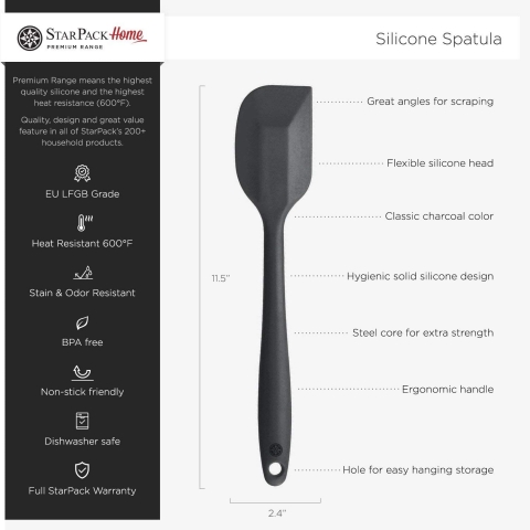 StarPack Silikon Spatula Seti (2 Para, Siyah)