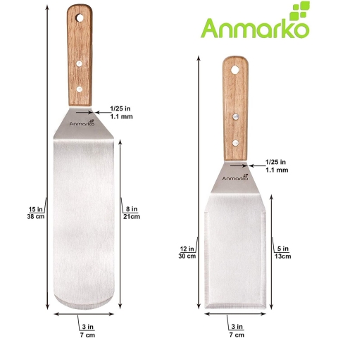 Anmarko Paslanmaz elik Spatula (3 Para, Kahverengi)