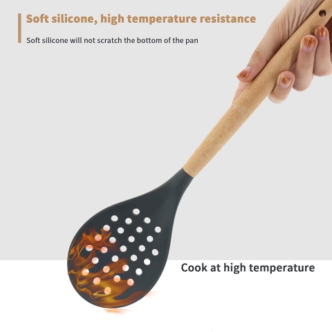 Newness Silikon Delikli Spatula (Gri)