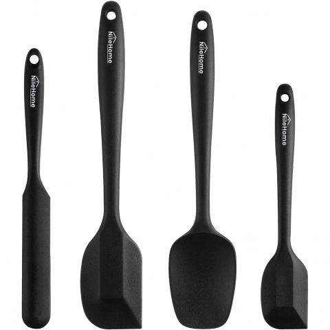 NileHome Silikon Spatula Seti (4 Para, Siyah)