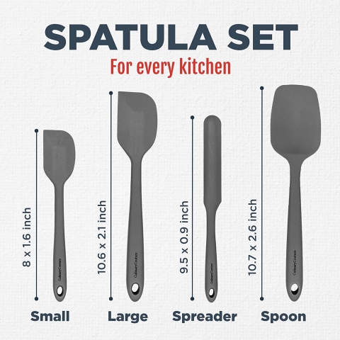 Culinary Couture Silikon Spatula Seti(4 Para, Gri)