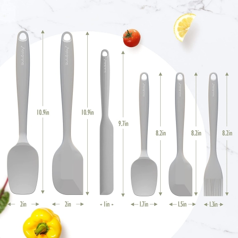 HULUBABY Silikon Spatula Seti(6 Para, Gri)