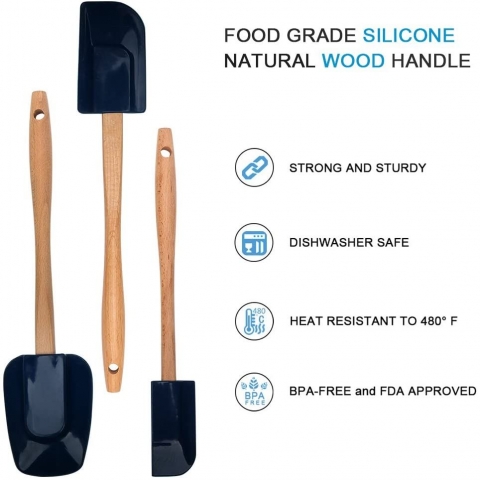 Baker Boutique Silikon Spatula Seti(3 Para, Siyah)