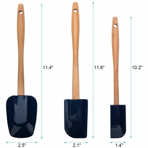 Baker Boutique Silikon Spatula Seti(3 Para, Siyah)