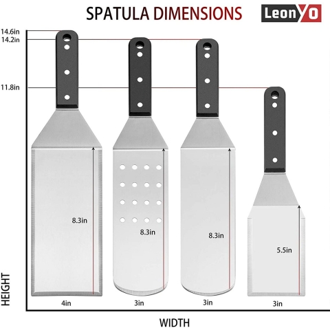 Leonyo Paslanmaz elik Spatula Seti (4 Para)