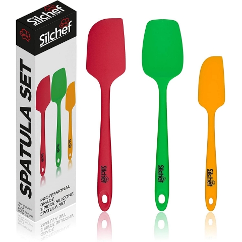 Silchef Silikon Spatula Seti (Renkli, 3 Para)