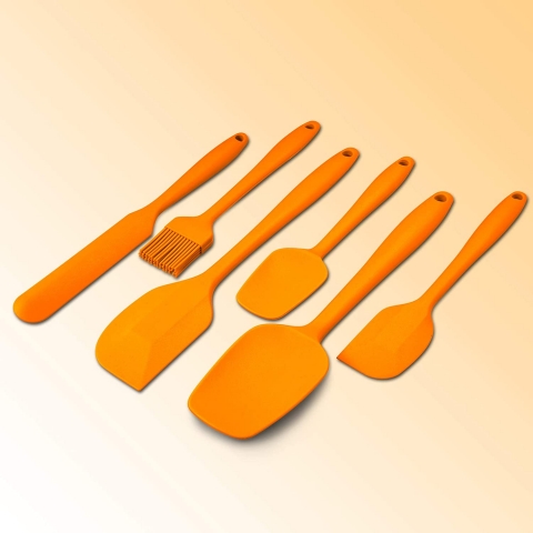 CANWELL Silikon Spatula Seti (6 Para, Turuncu)