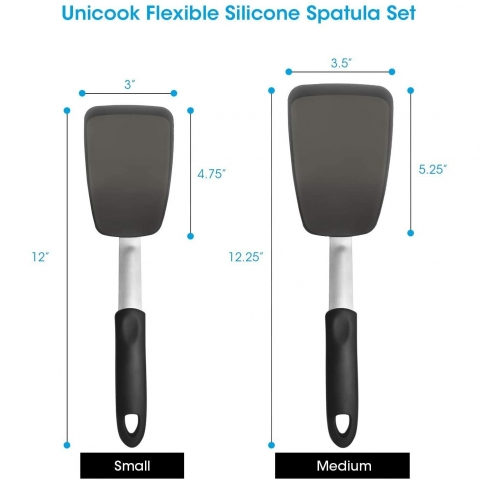 Unicook Silikon Spatula Seti (Siyah, 2 Para)