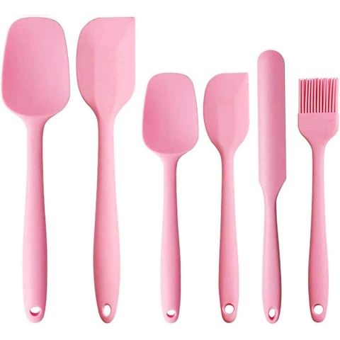 JUNHCZOY Silikon Spatula Seti (6 Para, Pembe)