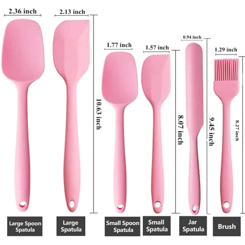 JUNHCZOY Silikon Spatula Seti (6 Para, Pembe)