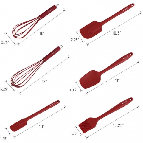 Rorence Silikon Mutfak Gereleri Seti(6 Para, Krmz)