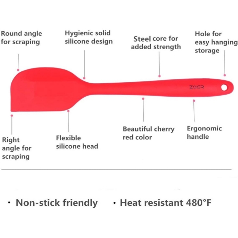 ZOER Silikon Spatula Seti (Krmz, 4 Para)