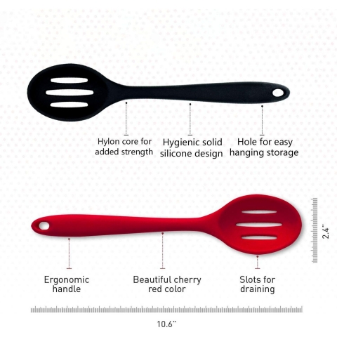 Baker Boutique Silikon Spatula Seti(2 Para, Siyah/Krmz)