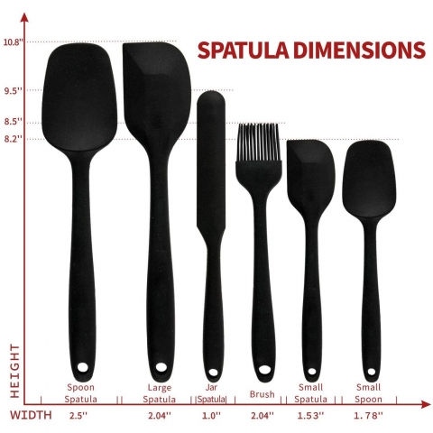 Covotna Silikon Spatula Set (6 Para, Siyah)