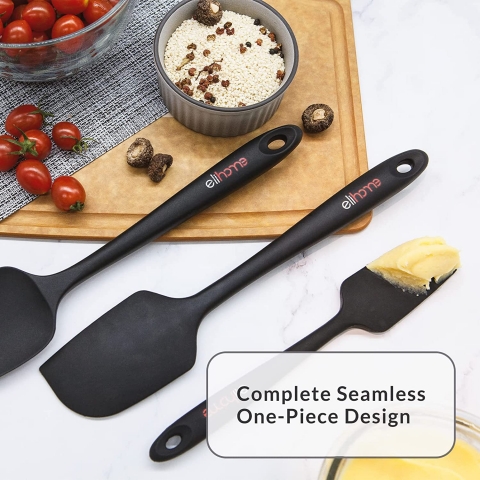 Elihome Silikon Spatula Set (3 Para, Siyah)