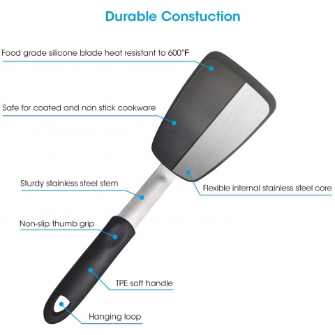 Unicook Silikon Spatula Seti (Siyah, 2 Para)