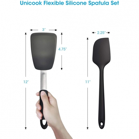 Unicook Silikon Spatula Seti (Siyah, 2 Para)