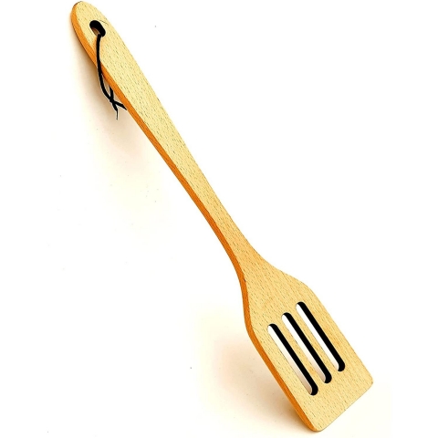 ECOSALL Tahta Delikli Servis Spatulas(Kahverengi)