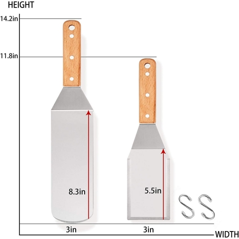 Leonyo Paslanmaz elik Turner Spatula (2 Para)