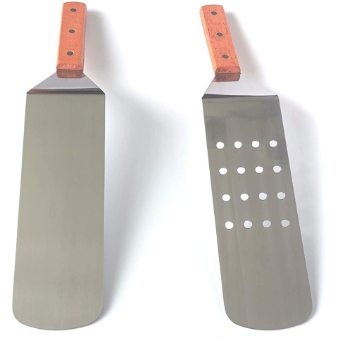 overstockedkitchen Paslanmaz elik Spatula Seti (Gri, 2 Para)