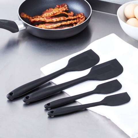 AmazonCommercial Silikon Spatula Seti(4 Para, Siyah)