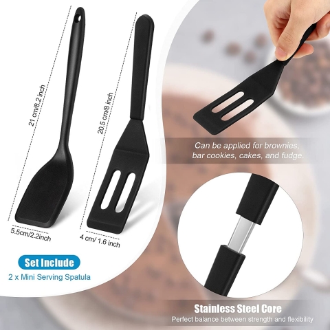 Patelai Silikon Mini Spatula Seti (2 Para, Siyah)