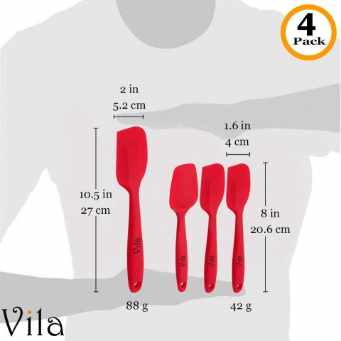 VILA Silikon Spatula Seti (Krmz, 4 Para)