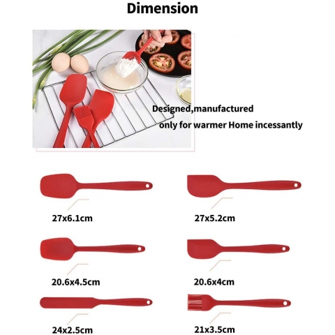 DmofwHi Silikon Spatula Seti(6 Para, Krmz)