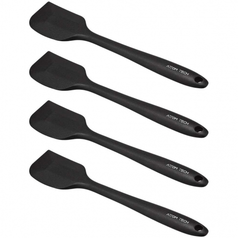 Attom Tech Home Silikon Spatula Seti(4 Para, Siyah)