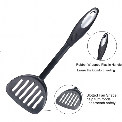 KSENDALO Silikon Delikli Spatula Set (2 Para, Siyah)