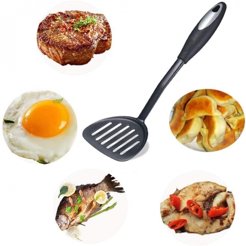 KSENDALO Silikon Delikli Spatula Set (2 Para, Siyah)