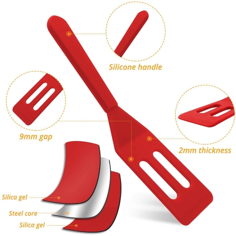 KUFUNG Silikon Delikli Mini Spatula (Krmz)