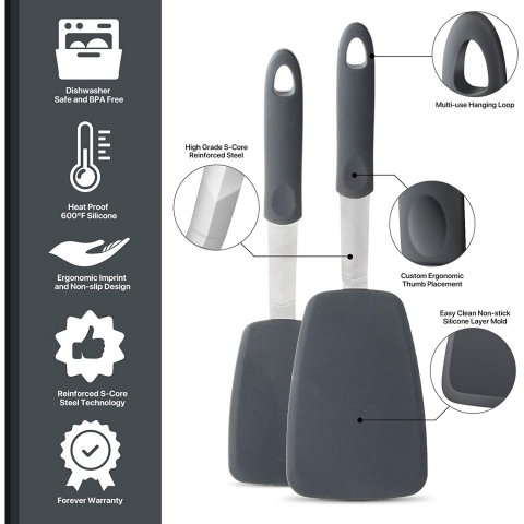 Cooptop Silikon Spatula Seti(2 Para, Gri)