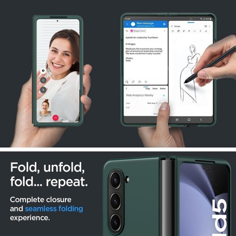 AICase Sararmaya Kar Galaxy Z Fold 5 Klf-Green