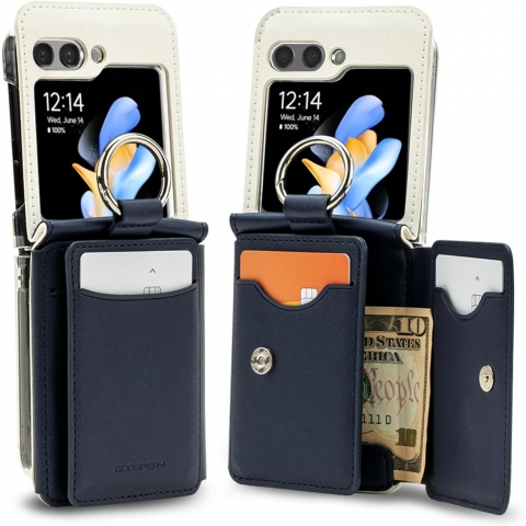 GOOSPERY Flex Serisi Galaxy Z Flip 5 Czdan Klf-Blue Navy