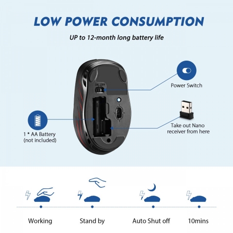 VicTsing Bluetooth Ergonomik Mouse