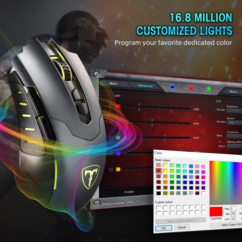 PICTEK Ergonomik Kablolu Gaming Mouse [7200 DPI]