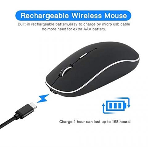 ISMARTEN Bluetooth and 2.4GHz Rechargeable Wireless Mouse