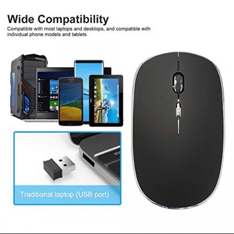 ISMARTEN Bluetooth and 2.4GHz Rechargeable Wireless Mouse