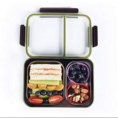 Bento Box 2 Blmeli Beslenme Kutusu (Yeil)