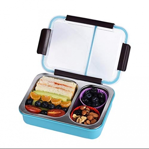 Bento Box 2 Blmeli Beslenme Kutusu (Mavi)