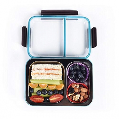 Bento Box 2 Blmeli Beslenme Kutusu (Mavi)