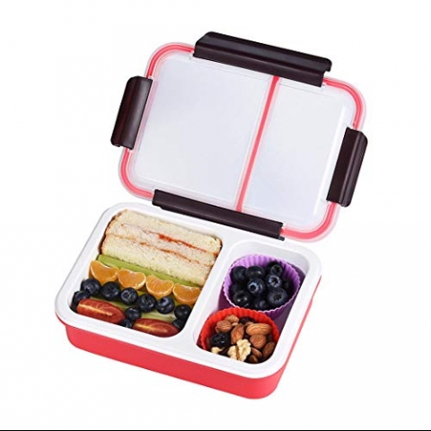 Bento Box 2 Blmeli Beslenme Kutusu (Krmz)