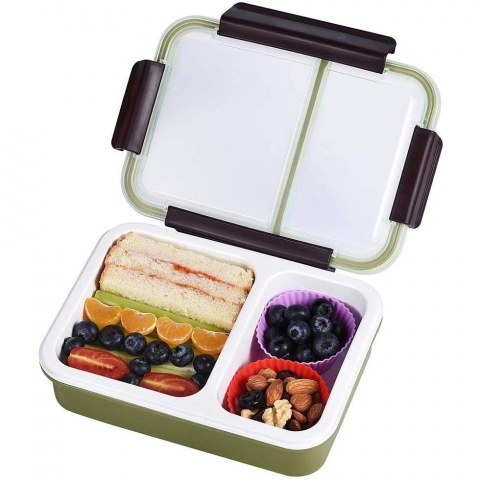 Bento Box 2 Blmeli Beslenme Kutusu (Yeil)