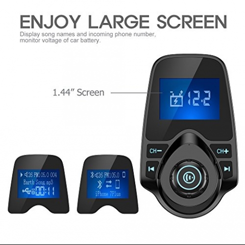 Nulaxy KM18 Plus Bluetooth Araba FM Transmitter Ses Adaptr